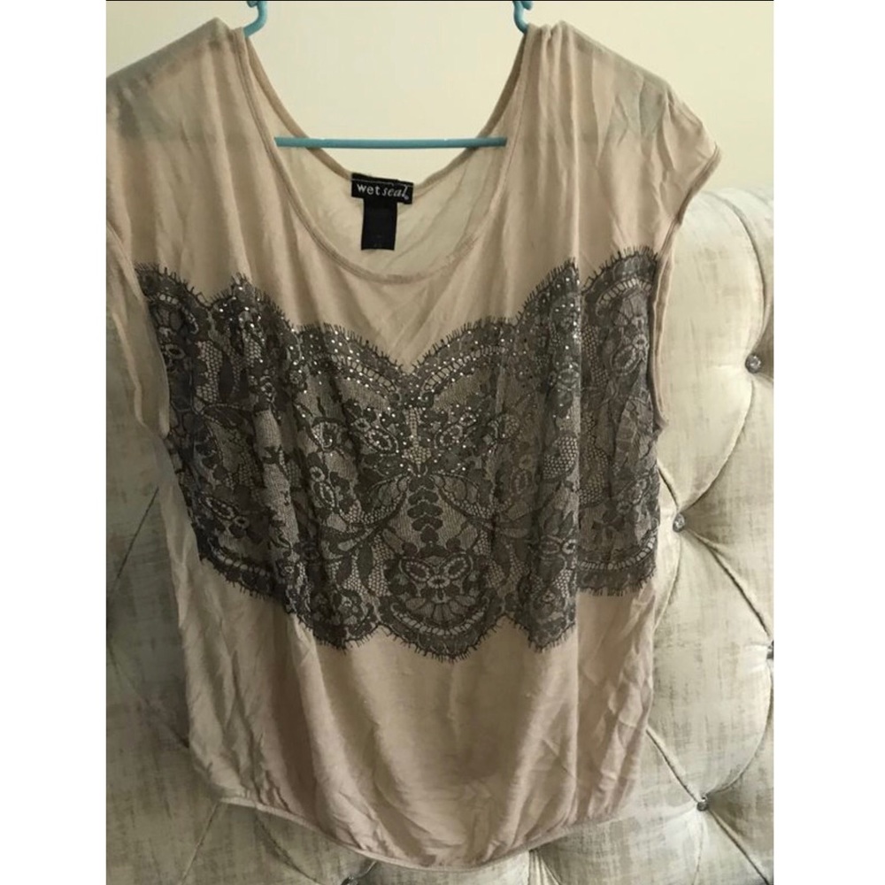 Wet seal lace designed shirt